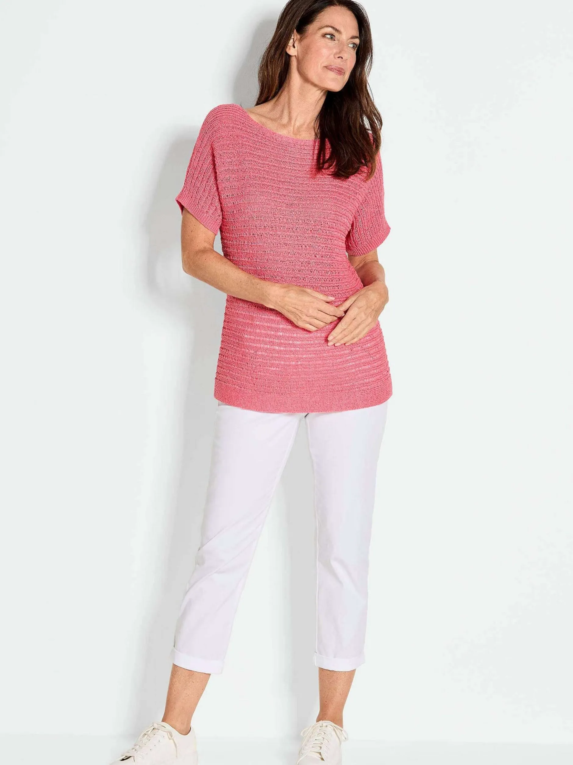 Goldner Damen Pullover in koralle - Ausschnitt: U-Boot
