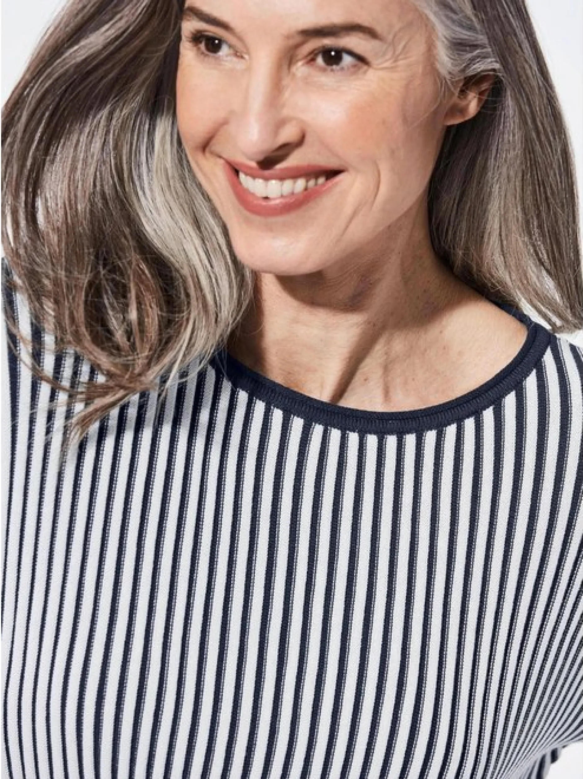 Goldner Damen Pullover in marine weiß - Ärmel: 3/4 Arm
