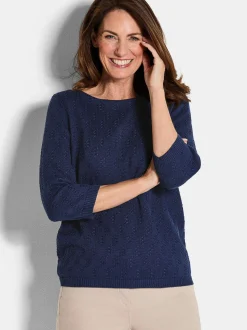Goldner Damen Pullover in marine - Ausschnitt: U-Boot