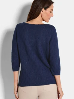 Goldner Damen Pullover in marine - Ausschnitt: U-Boot