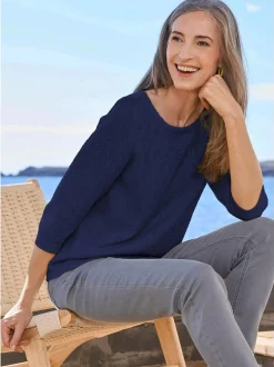 Goldner Damen Pullover in marine - Ausschnitt: U-Boot