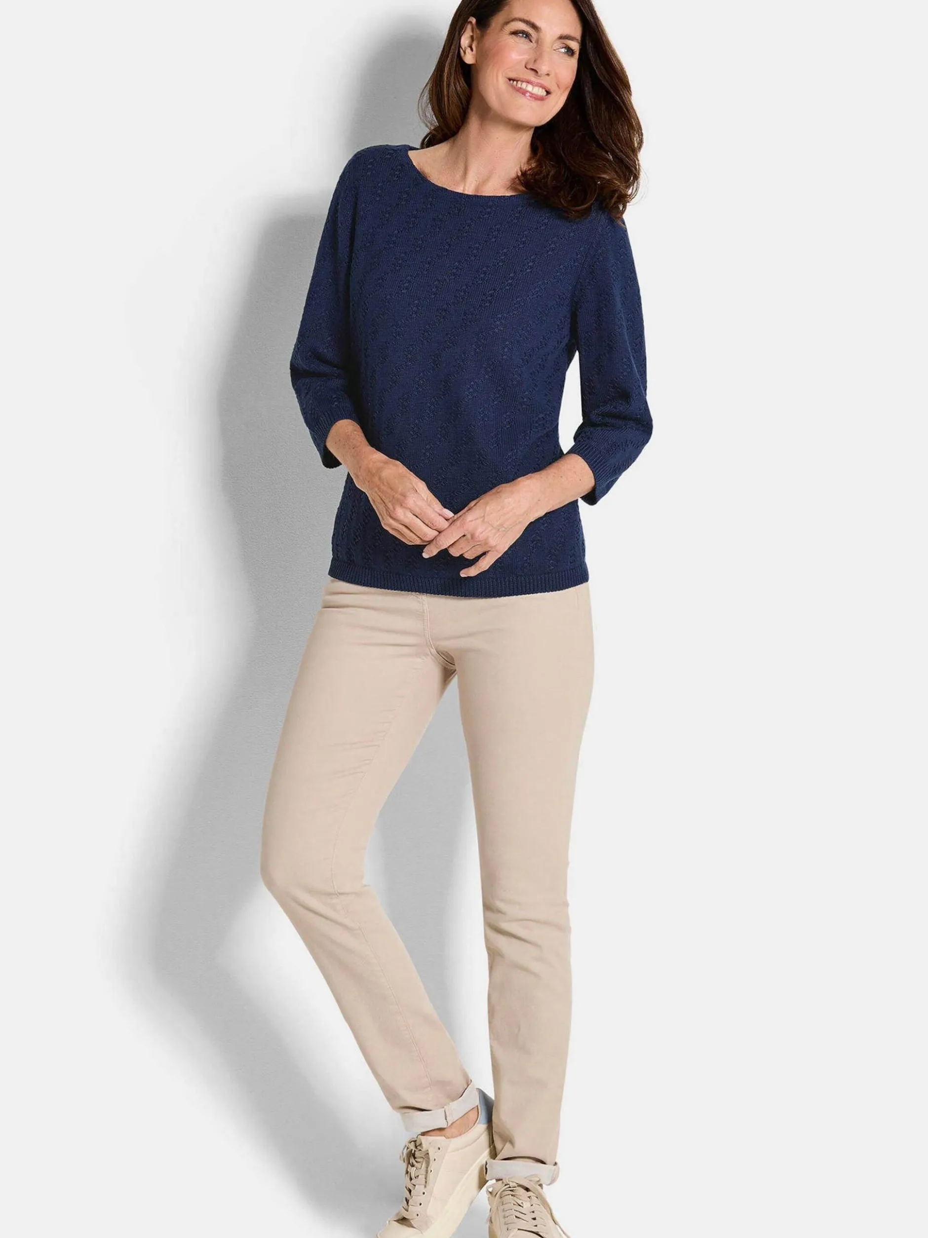 Goldner Damen Pullover in marine - Ausschnitt: U-Boot