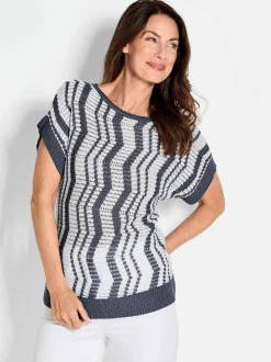 Goldner Damen Pullover in marine - Ausschnitt: U-Boot