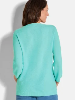 Goldner Damen Pullover in mint - Ausschnitt: U-Boot