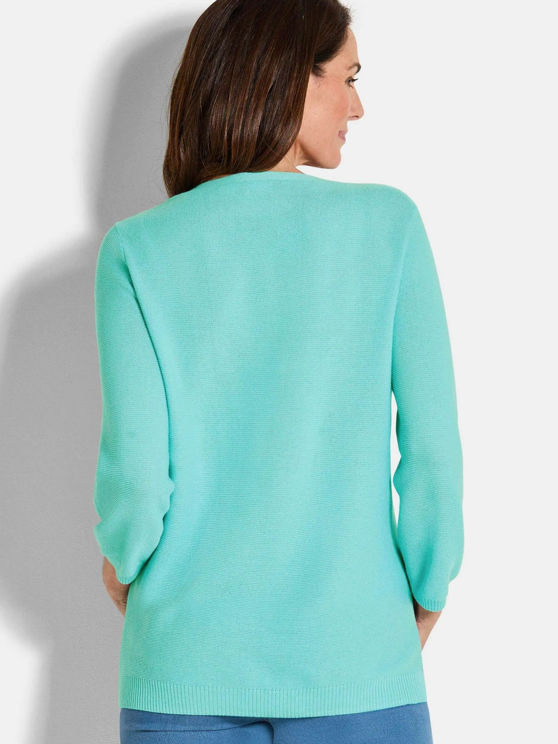 Goldner Damen Pullover in mint - Ausschnitt: U-Boot