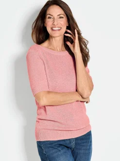 Goldner Damen Pullover in rosa - Ausschnitt: U-Boot
