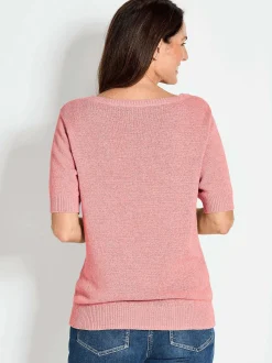 Goldner Damen Pullover in rosa - Ausschnitt: U-Boot