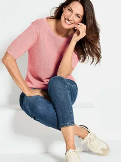 Goldner Damen Pullover in rosa - Ausschnitt: U-Boot