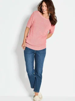 Goldner Damen Pullover in rosa - Ausschnitt: U-Boot