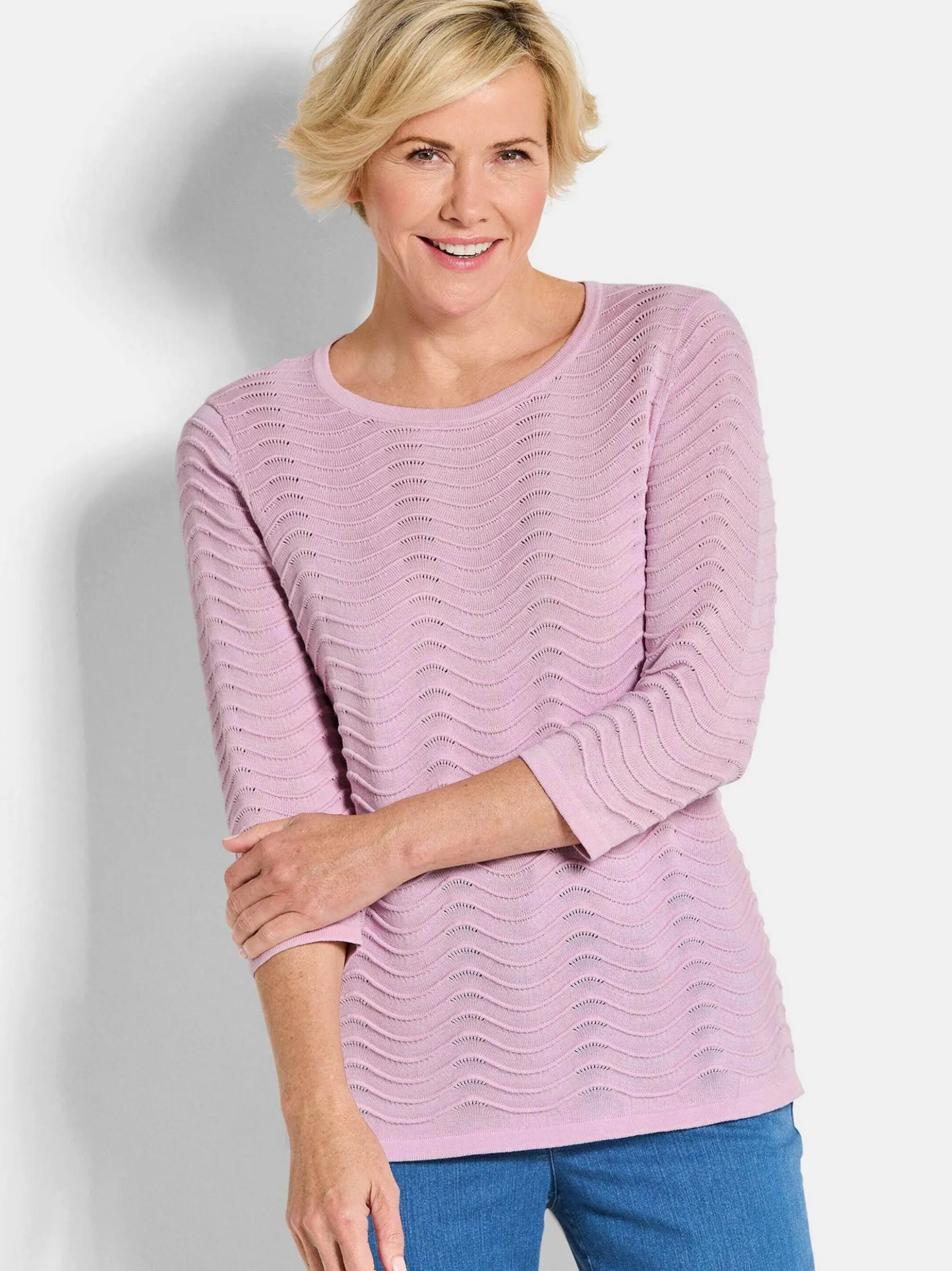 Goldner Damen Pullover in rosa - Ausschnitt: U-Boot