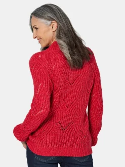 Goldner Damen Pullover in rot - Ausschnitt: Stehkragen