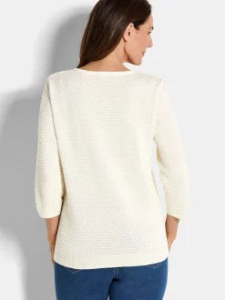 Goldner Damen Pullover in weiß - Ausschnitt: Rundhals