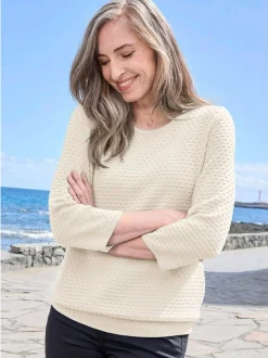 Goldner Damen Pullover in weiß - Ausschnitt: Rundhals