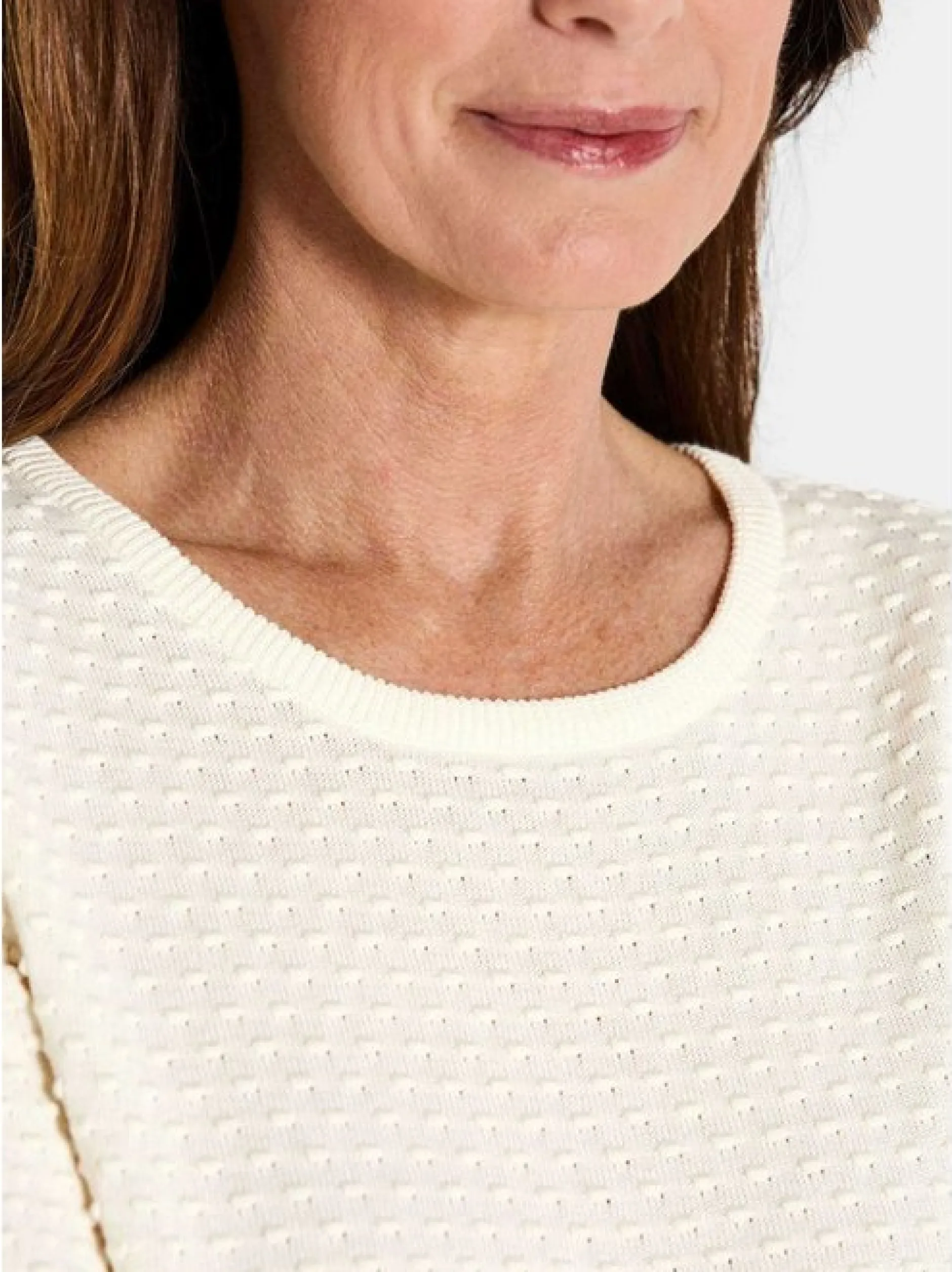 Goldner Damen Pullover in weiß - Ausschnitt: Rundhals
