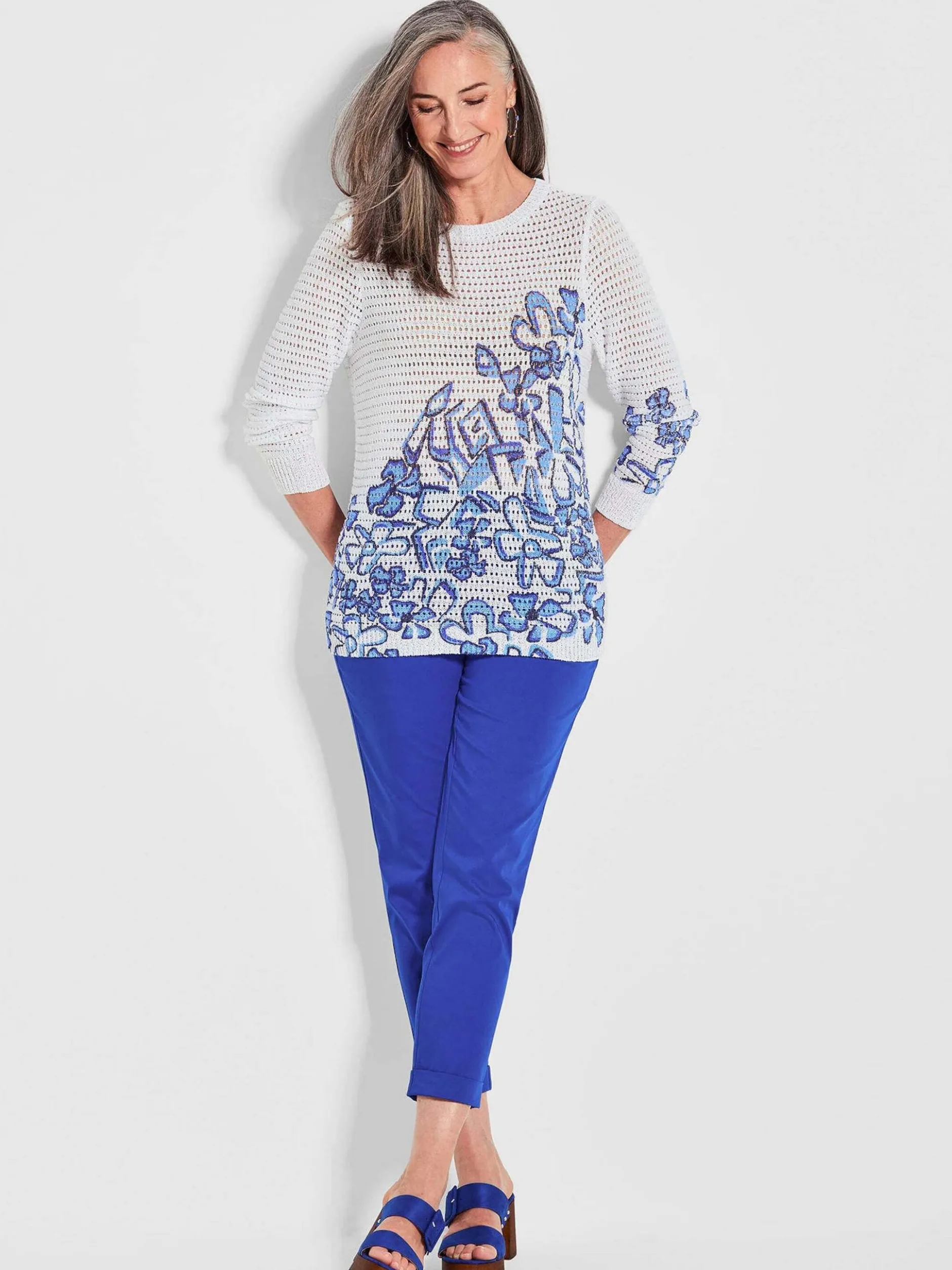 Goldner Damen Pullover in weiß - Ausschnitt: U-Boot