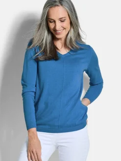 Goldner Damen Pullover - Kurzgröße in blau