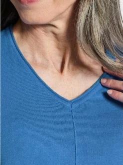 Goldner Damen Pullover - Kurzgröße in blau