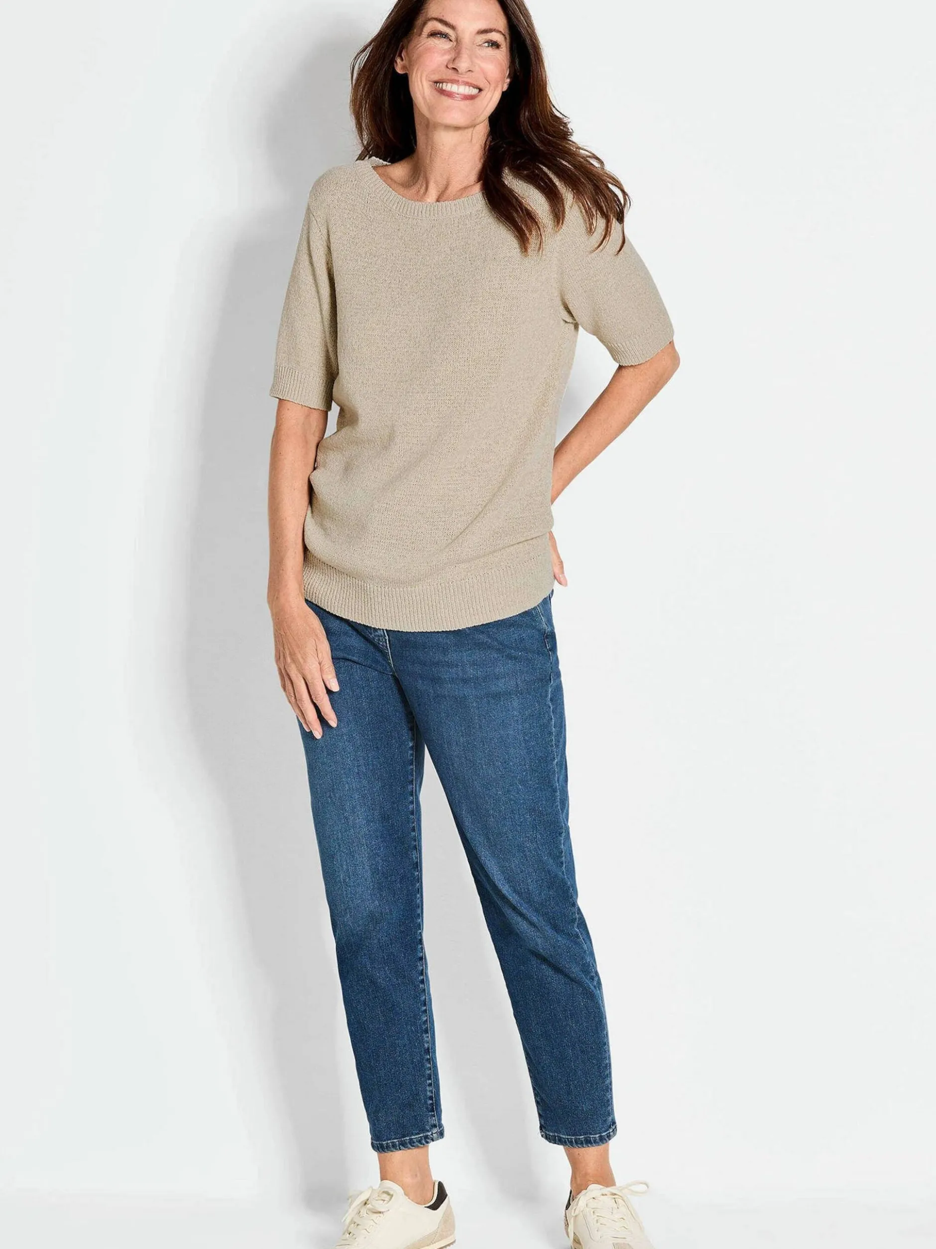 Goldner Damen Pullover - Kurzgröße in beige