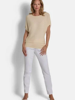 Goldner Damen Pullover - Kurzgröße in weiß