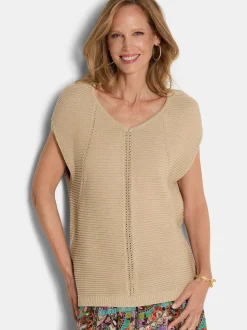 Goldner Damen Pullover - Kurzgröße in beige