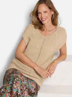 Goldner Damen Pullover - Kurzgröße in beige