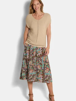 Goldner Damen Pullover - Kurzgröße in beige