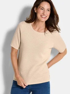 Goldner Damen Pullover - Kurzgröße in beige