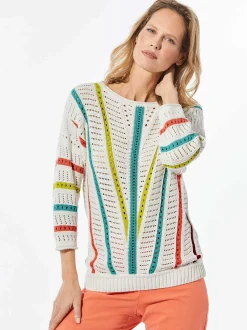 Goldner Damen Pullover - Kurzgröße in weiß
