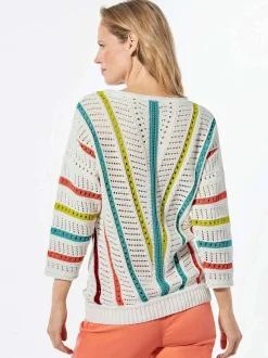 Goldner Damen Pullover - Kurzgröße in weiß