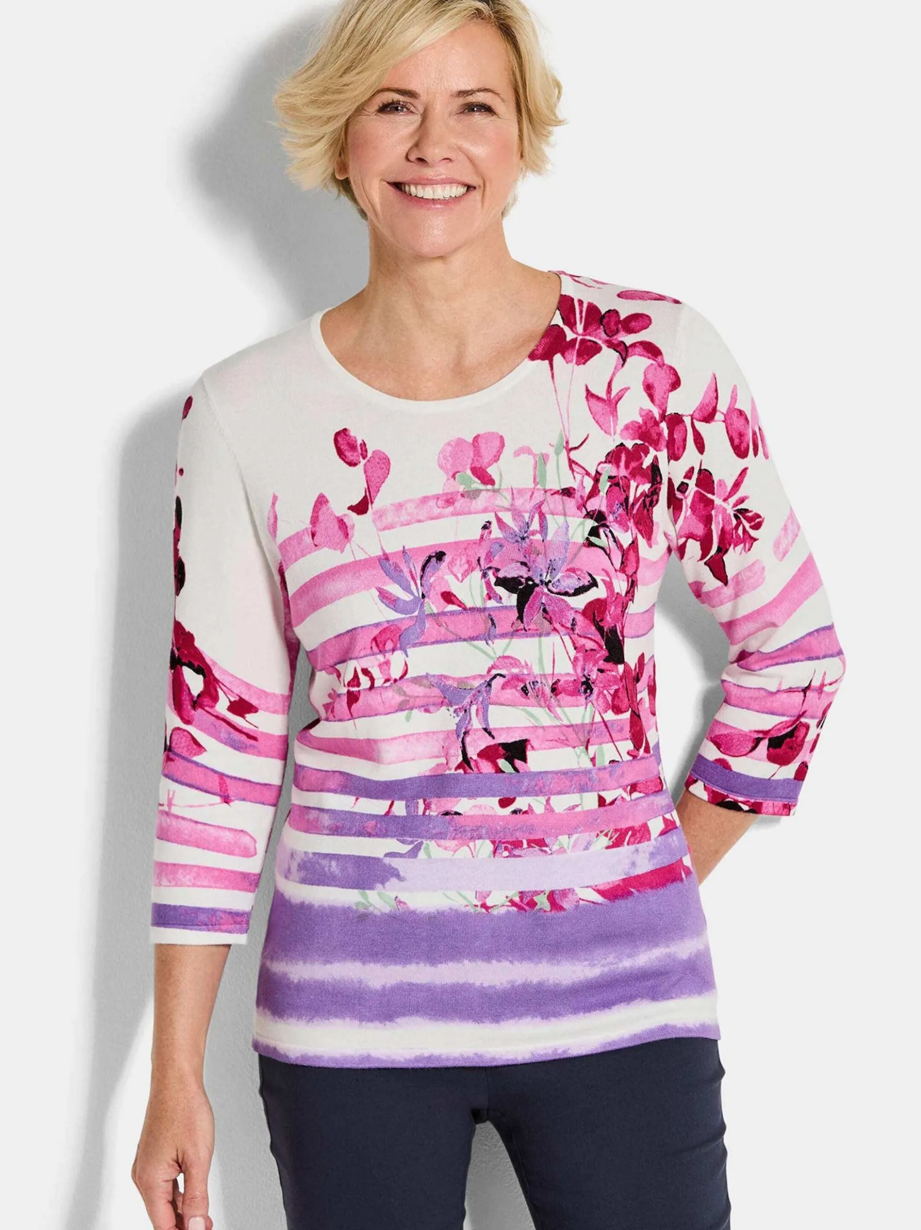 Goldner Damen Pullover - Kurzgröße in rosa