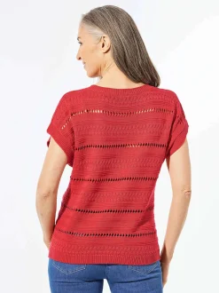 Goldner Damen Pullover - Kurzgröße in rot