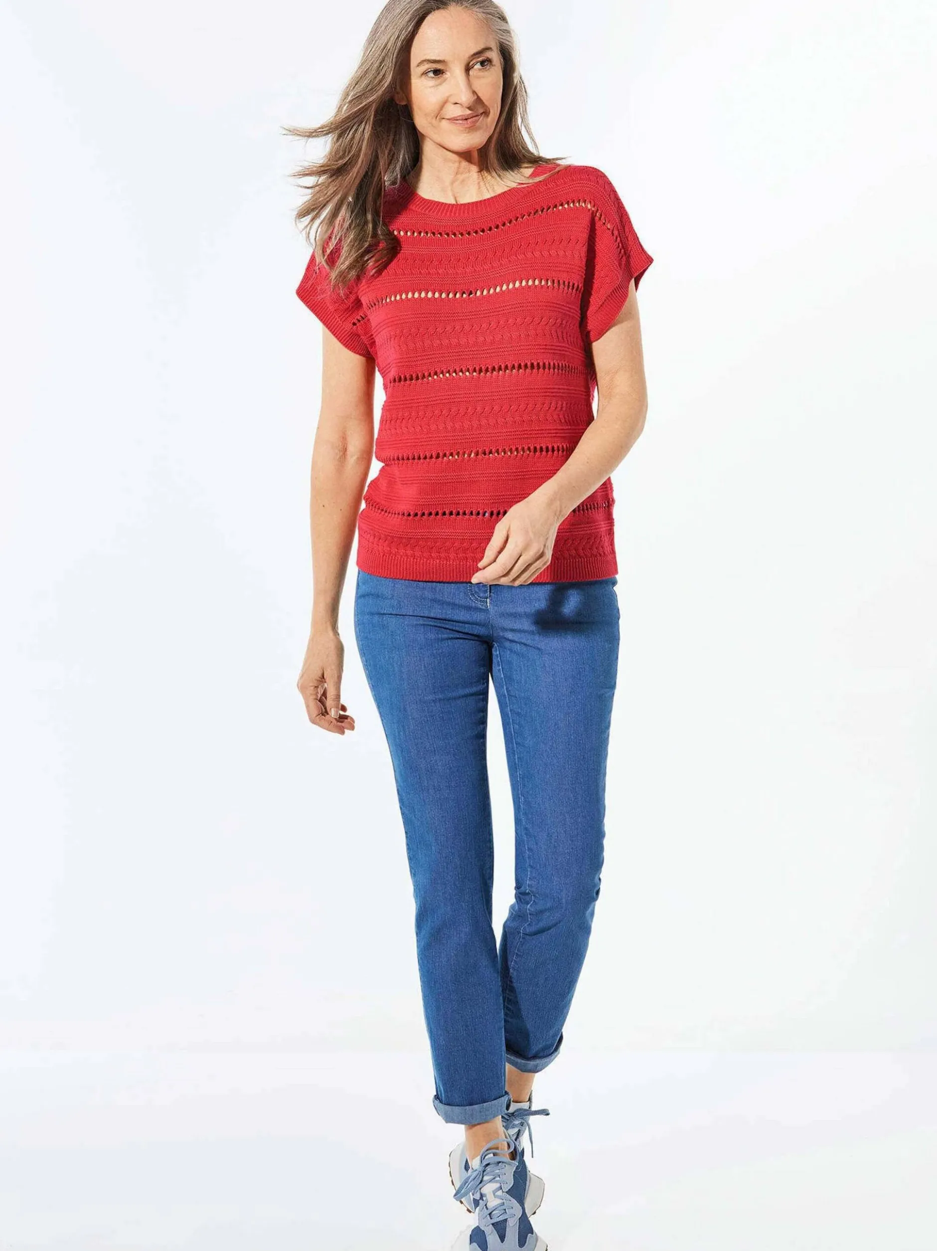 Goldner Damen Pullover - Kurzgröße in rot