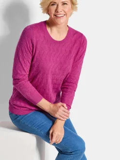 Goldner Damen Pullover - Kurzgröße in aubergine