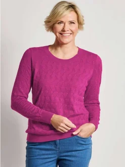 Goldner Damen Pullover - Kurzgröße in aubergine
