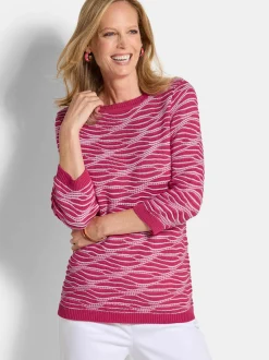 Goldner Damen Pullover - Kurzgröße in pink