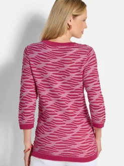 Goldner Damen Pullover - Kurzgröße in pink
