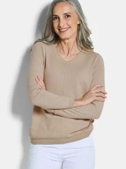 Goldner Damen Pullover - Kurzgröße in beige