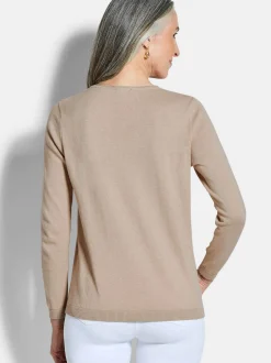 Goldner Damen Pullover - Kurzgröße in beige