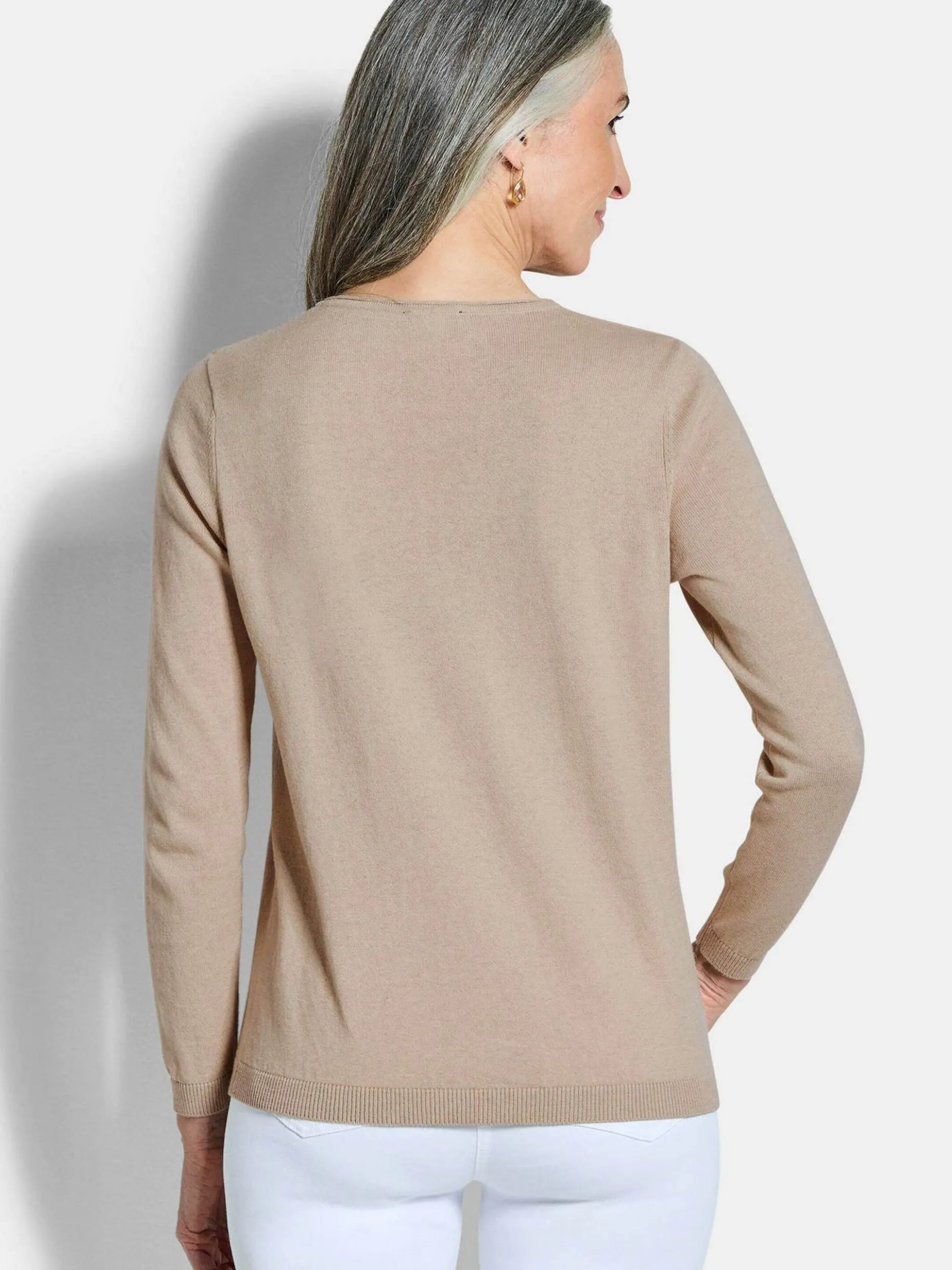 Goldner Damen Pullover - Kurzgröße in beige