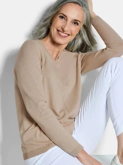 Goldner Damen Pullover - Kurzgröße in beige