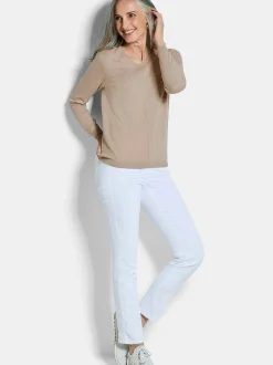 Goldner Damen Pullover - Kurzgröße in beige