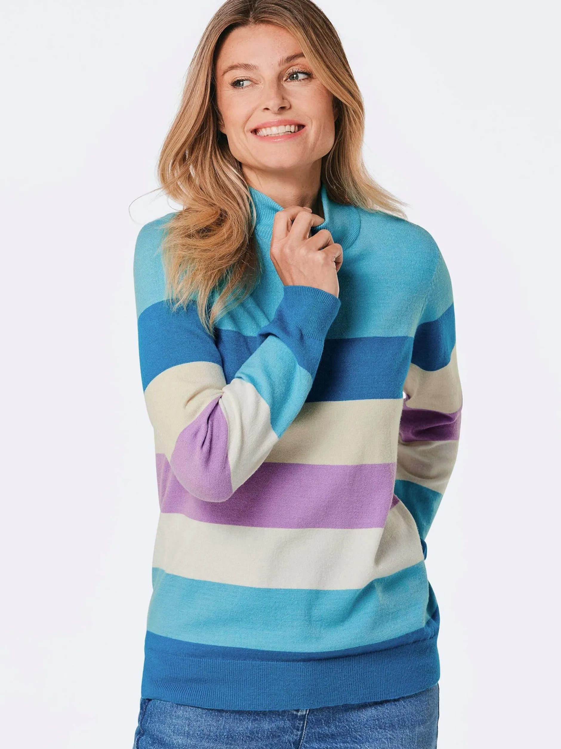 Goldner Damen Pullover - Kurzgröße in blau