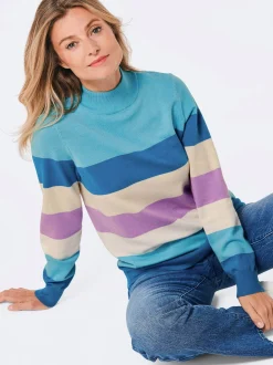 Goldner Damen Pullover - Kurzgröße in blau
