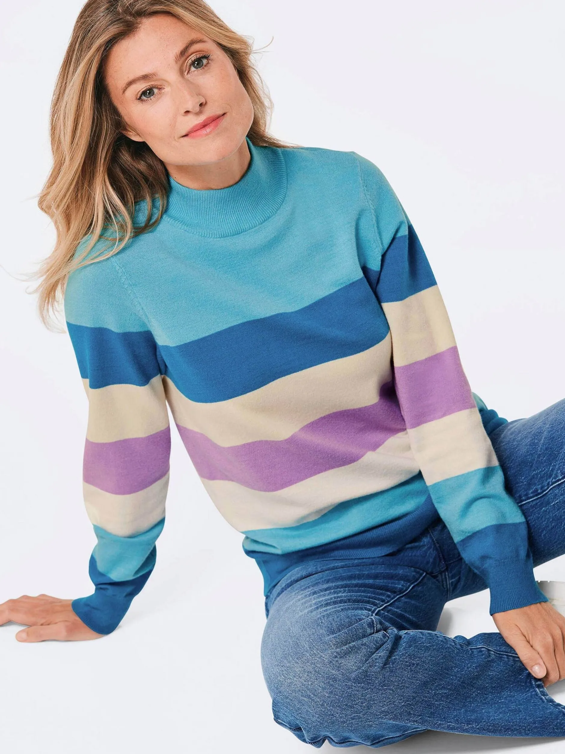 Goldner Damen Pullover - Kurzgröße in blau