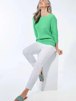 Goldner Damen Pullover - Kurzgröße in grün