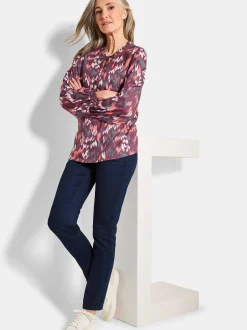 Goldner Damen Schlupfblusen in aubergine mehrfarbig