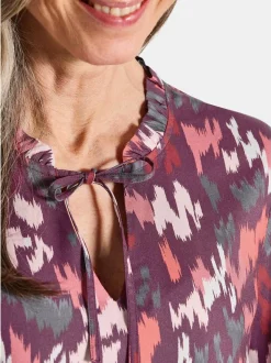 Goldner Damen Schlupfblusen in aubergine mehrfarbig
