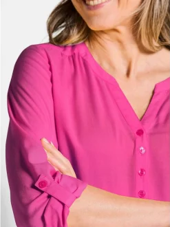 Goldner Damen Schlupfblusen - Kurzgröße in pink