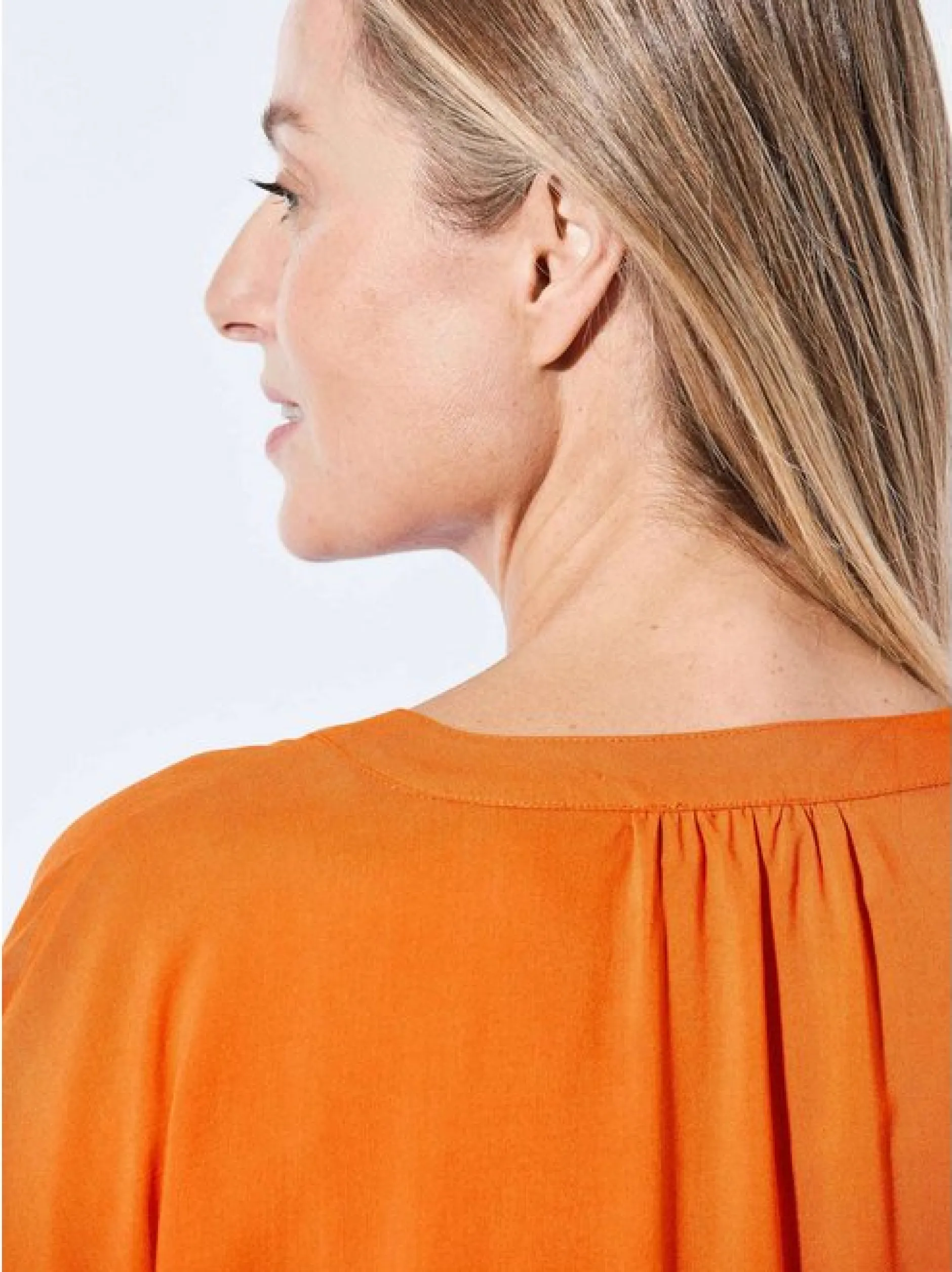 Goldner Damen Schlupfblusen - Kurzgröße in orange