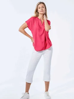 Goldner Damen Schlupfblusen - Kurzgröße in pink